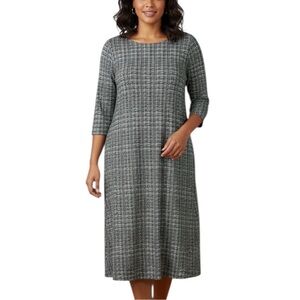 J. Jill Wearever Collection Classic 3/4 Sleeve Round Neck Shift Midi Dress XL